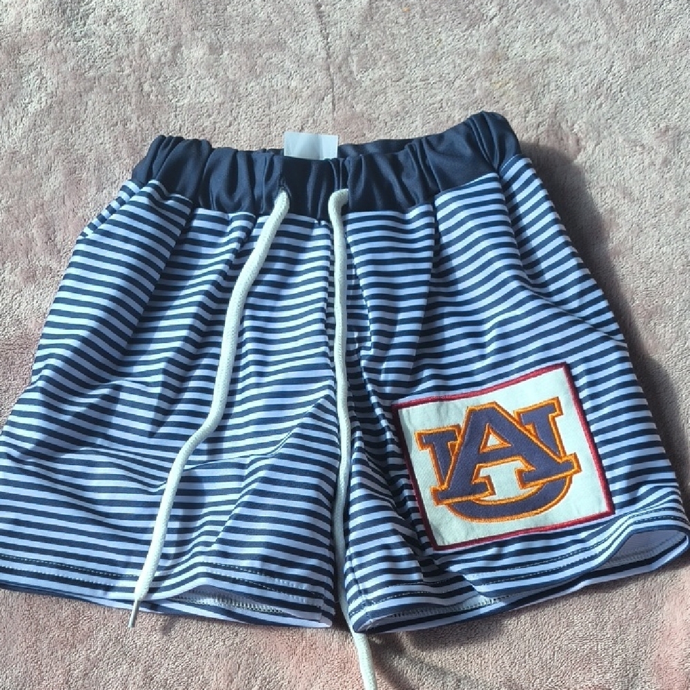 Striped Men's Shorts - Navy and White